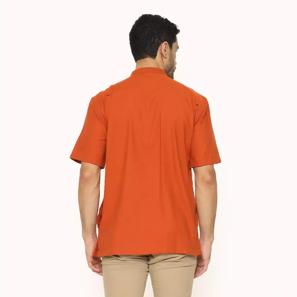 AMK Baju Koko Pria Lengan Pendek Bordir KK RAYYANKA S/S Terracota
