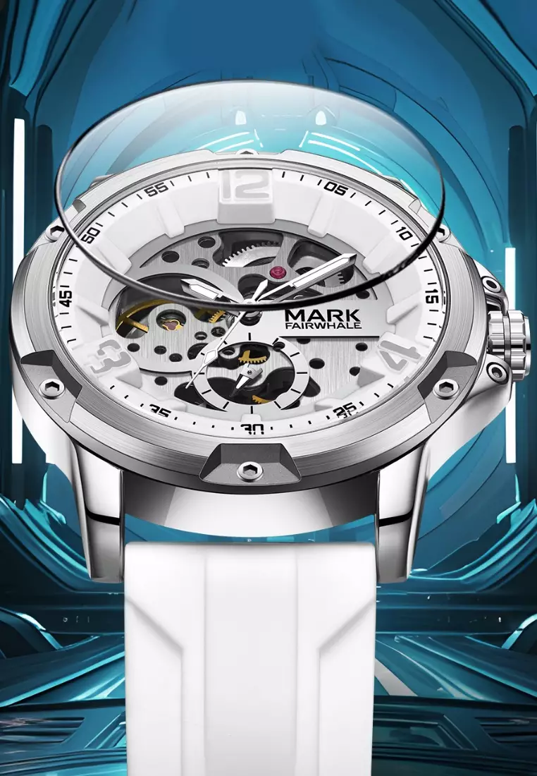 Unisex Automatic Stainless Steel Watch, 43mm, Rubber Strap