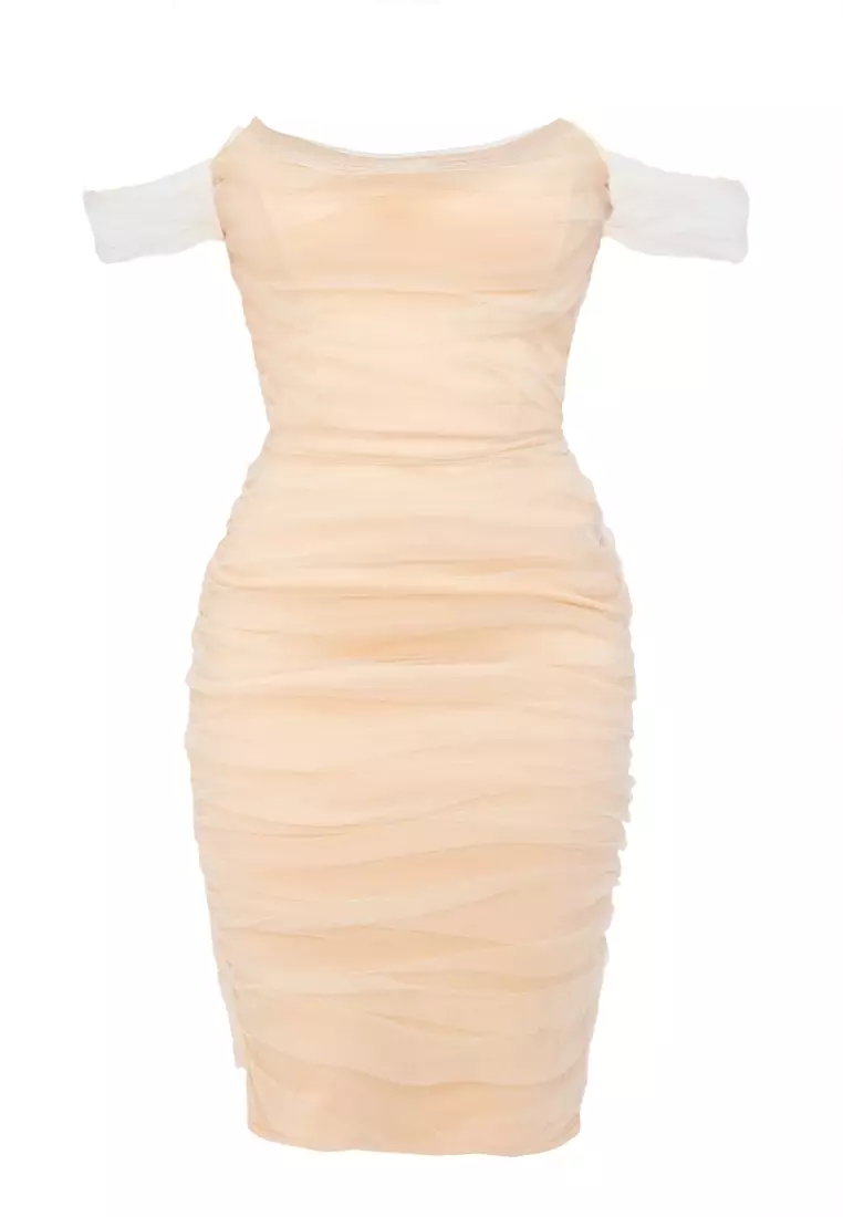Buy Heather Clothing Priscilla Ruched Mesh Corset Mini Dress 2024 ...
