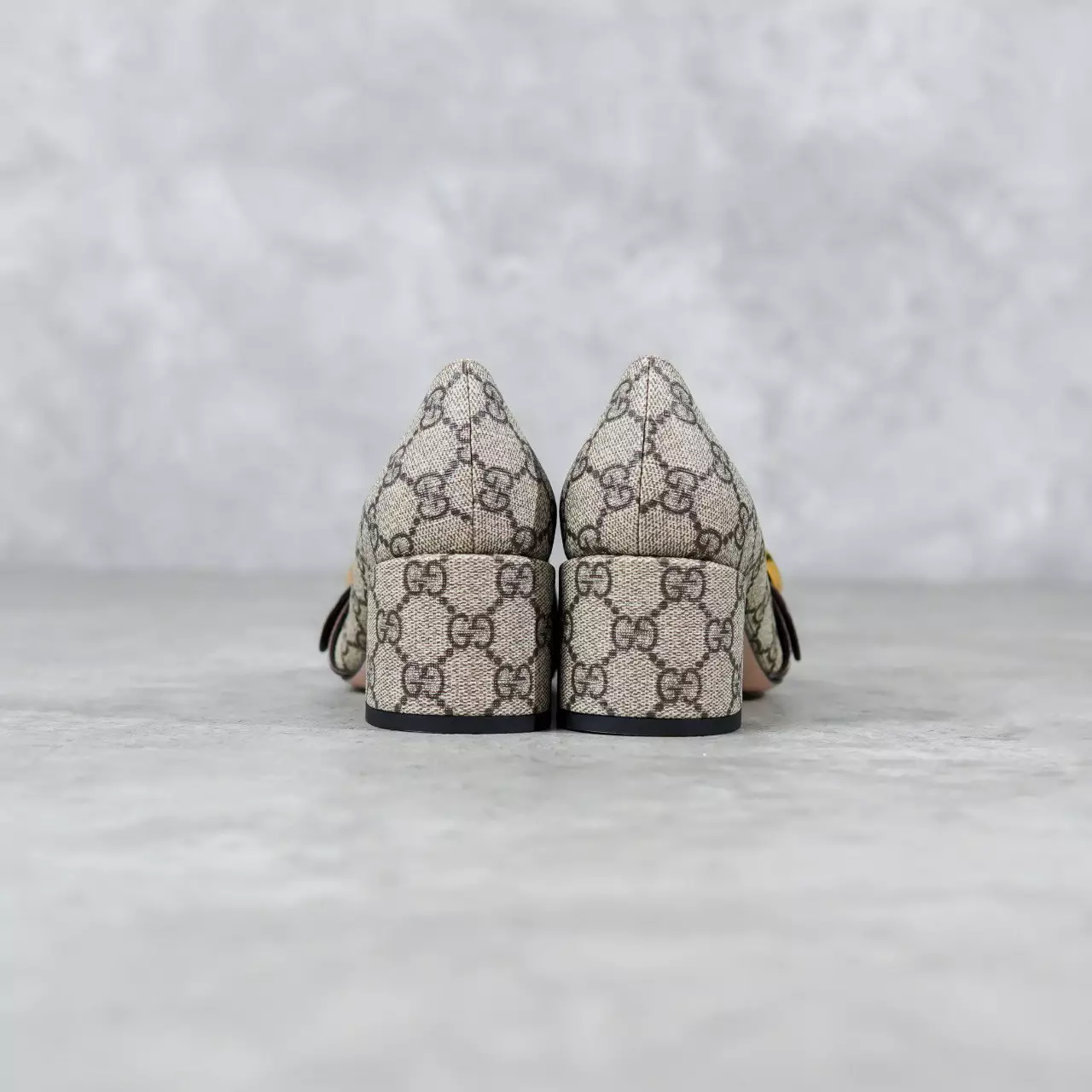 Sepatu GUCCI GG MONOGRAM GHW INTERLOCKING BELT CAMEL BROWN HEELS 100% ORIGINAL