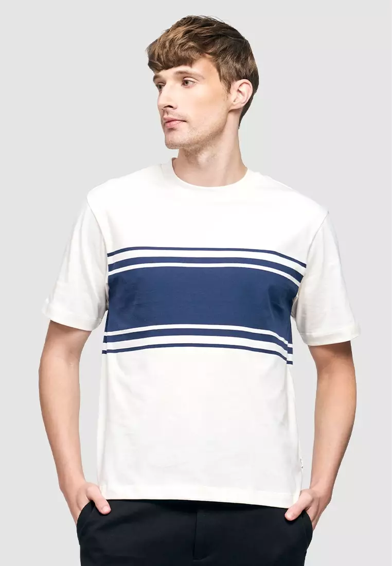 T-Shirt with Panelled Stripes