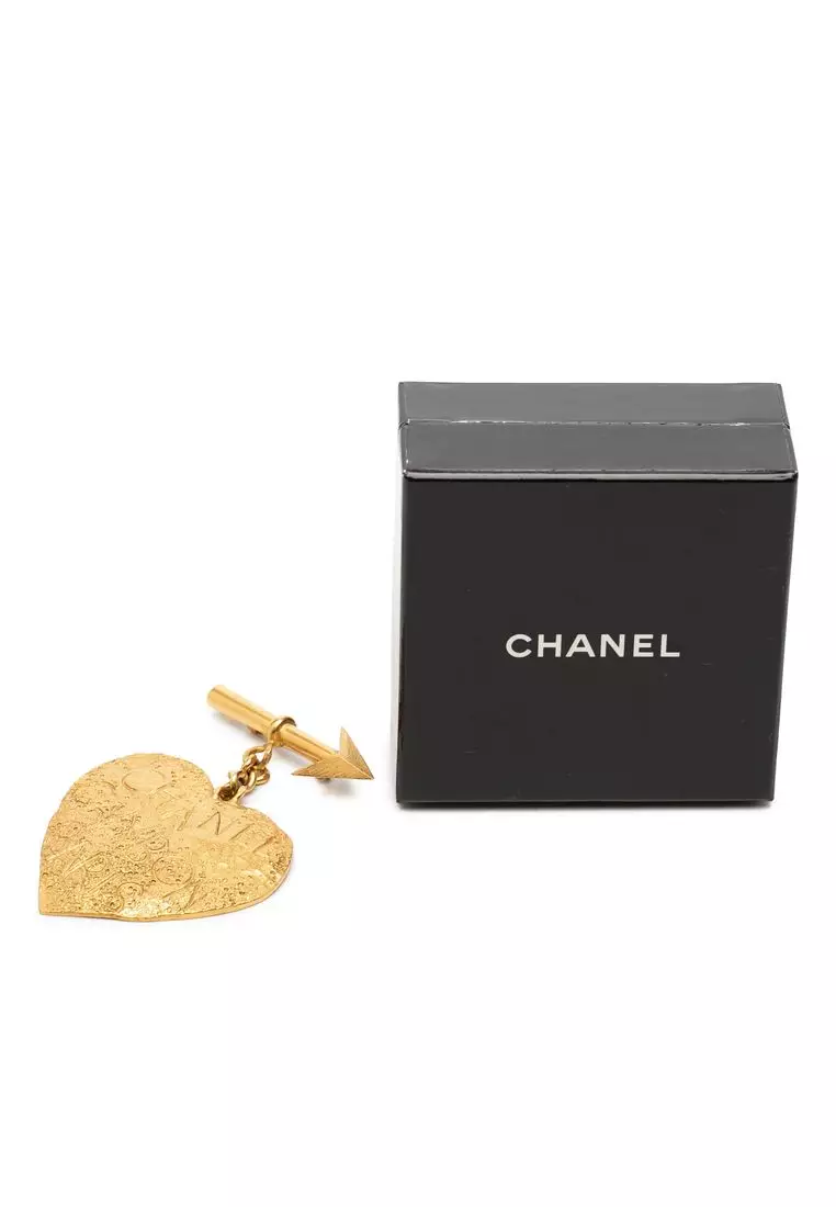 【美品☆CHANELヴィンテージ】 31RUE CAMBON PARISブローチ Chanel Pre-Loved Chanel Gold Plated Cambon Paris Arrow Heart Swing