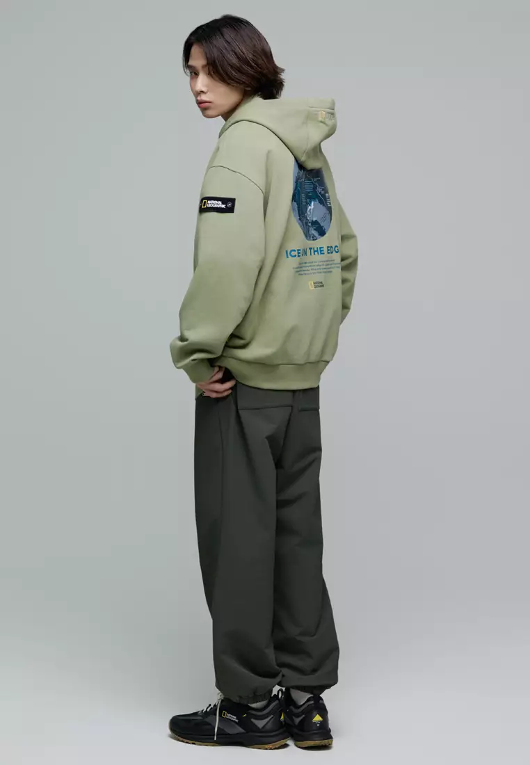 男女同款冰河圖案半寬鬆連帽衛衣