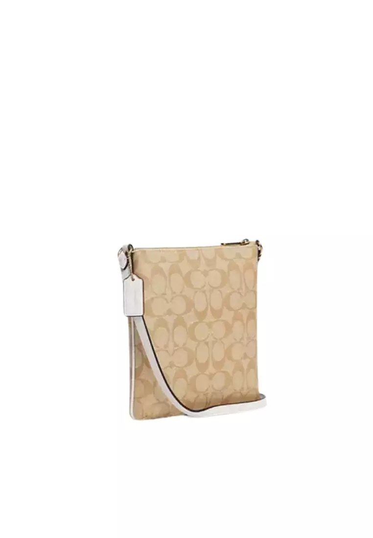 Coach Mini Rowan File Bag In Signature Canvas In Light Khaki Chalk CS182