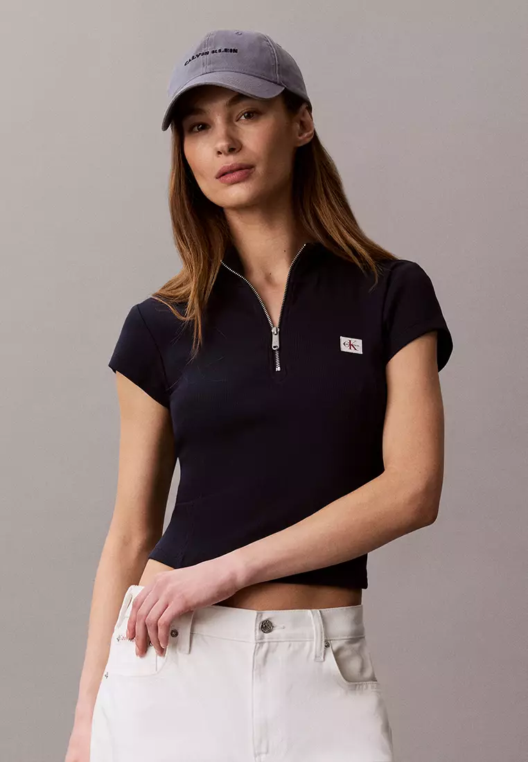 Monologo Patch Rib Zip Top - Calvin Klein Jeans