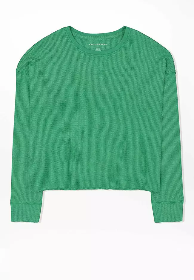 American Eagle Plush Cropped Long Sleeves Top 2023 Buy American