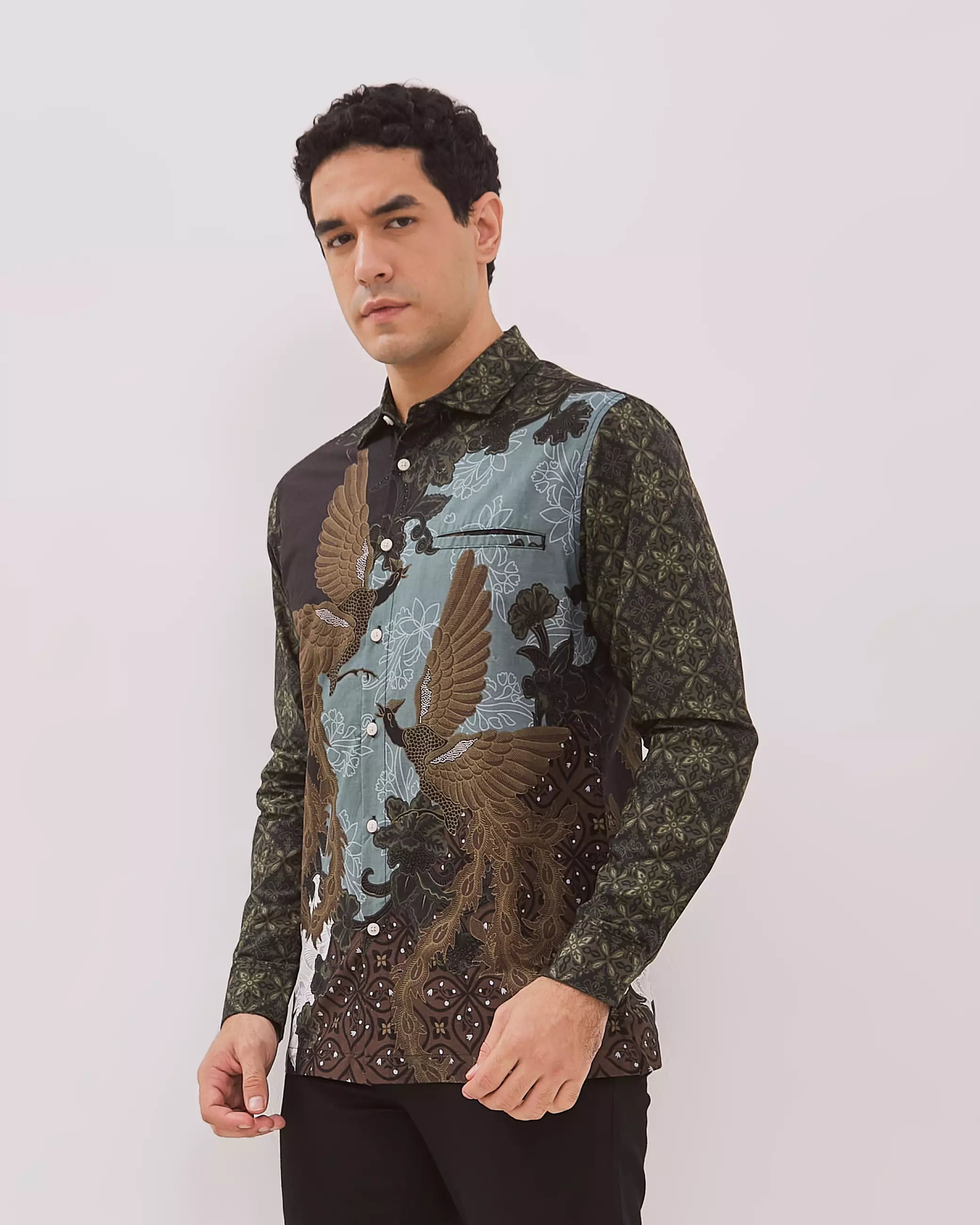 AMK Kemeja Batik Pria Lengan Panjang SHB Banjarejo Ls Black