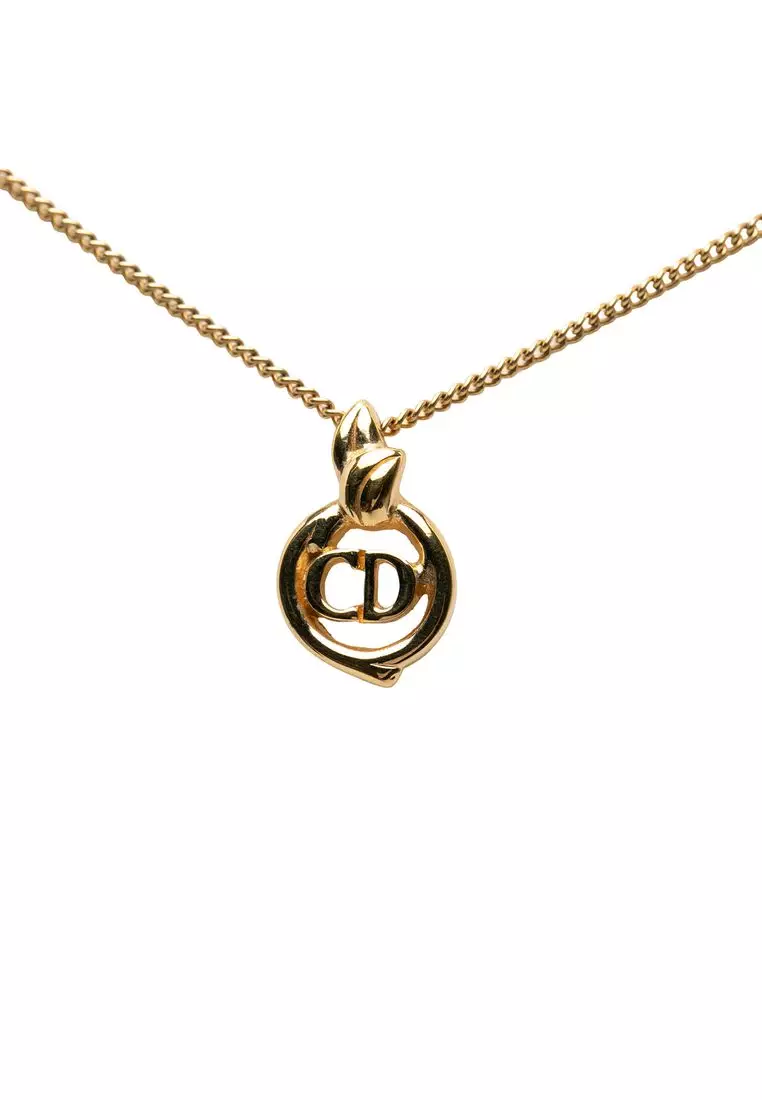 Pre-Loved Dior Gold Plated Cd Logo Pendant Necklace