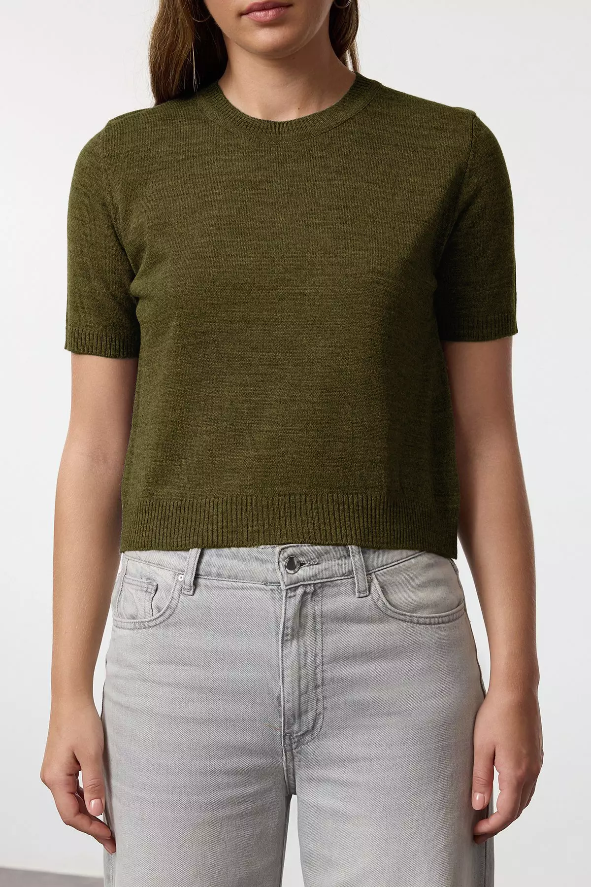 Khaki Basic Cardigan Blouse Knitwear Cardigan