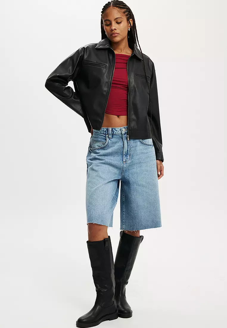 Faux leather skirt cotton on online
