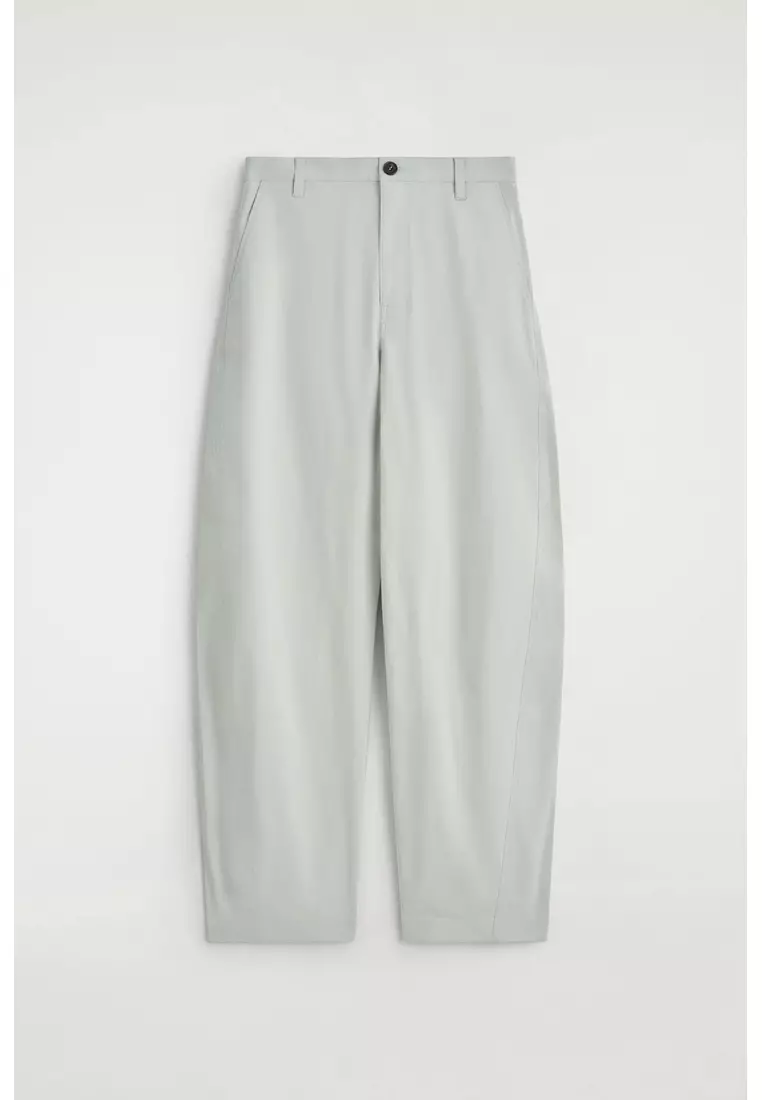 COTTON BARREL-LEG TROUSERS