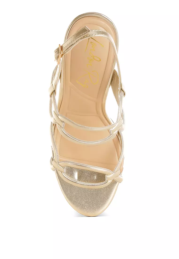 Gold Cut Out Chain Metallic Sandals