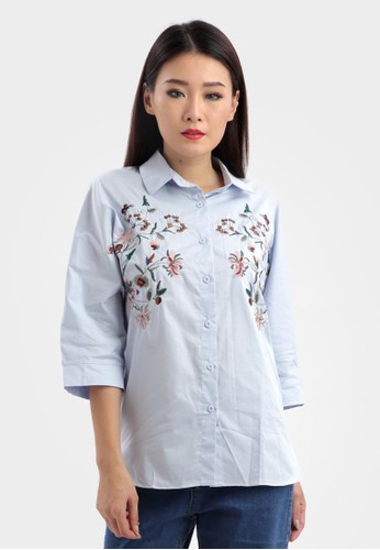 Colorful Flower Embroidery Shirt