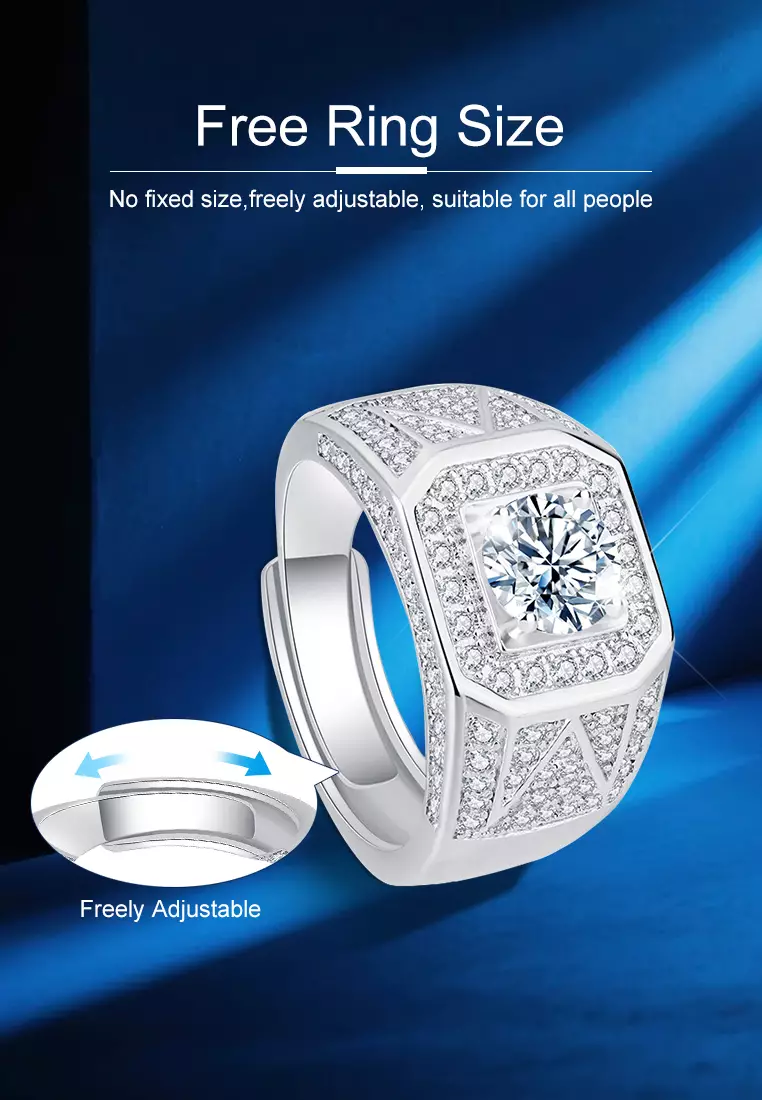 Cincin Pria Original Perhiasan Cincin Fashion Pria Tunangan Sertifikat GRA Cincin Cowok silver color