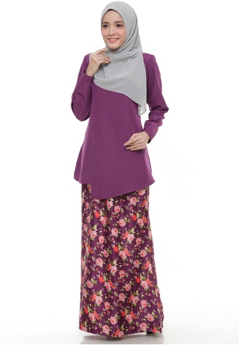 Amanda Blouse & Skirt Set (Dark Purple) from Ms.Husna Apparel in Purple