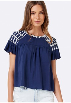 Elle Embroidered Tee Blouse