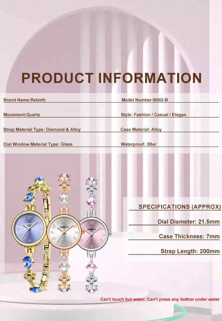 Jam Tangan Wanita Anti Air Berlian Jam Gelang Korea Elegan Jam Tangan Cewek silver pink