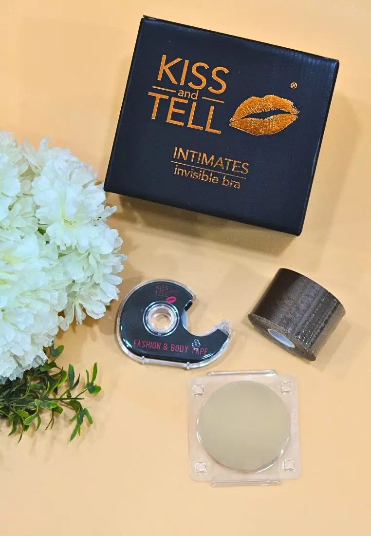 Premium Non Adhesive Nipple Cover + 5cm Body Tape Roll + Clothes Tape Lingerie in Brown