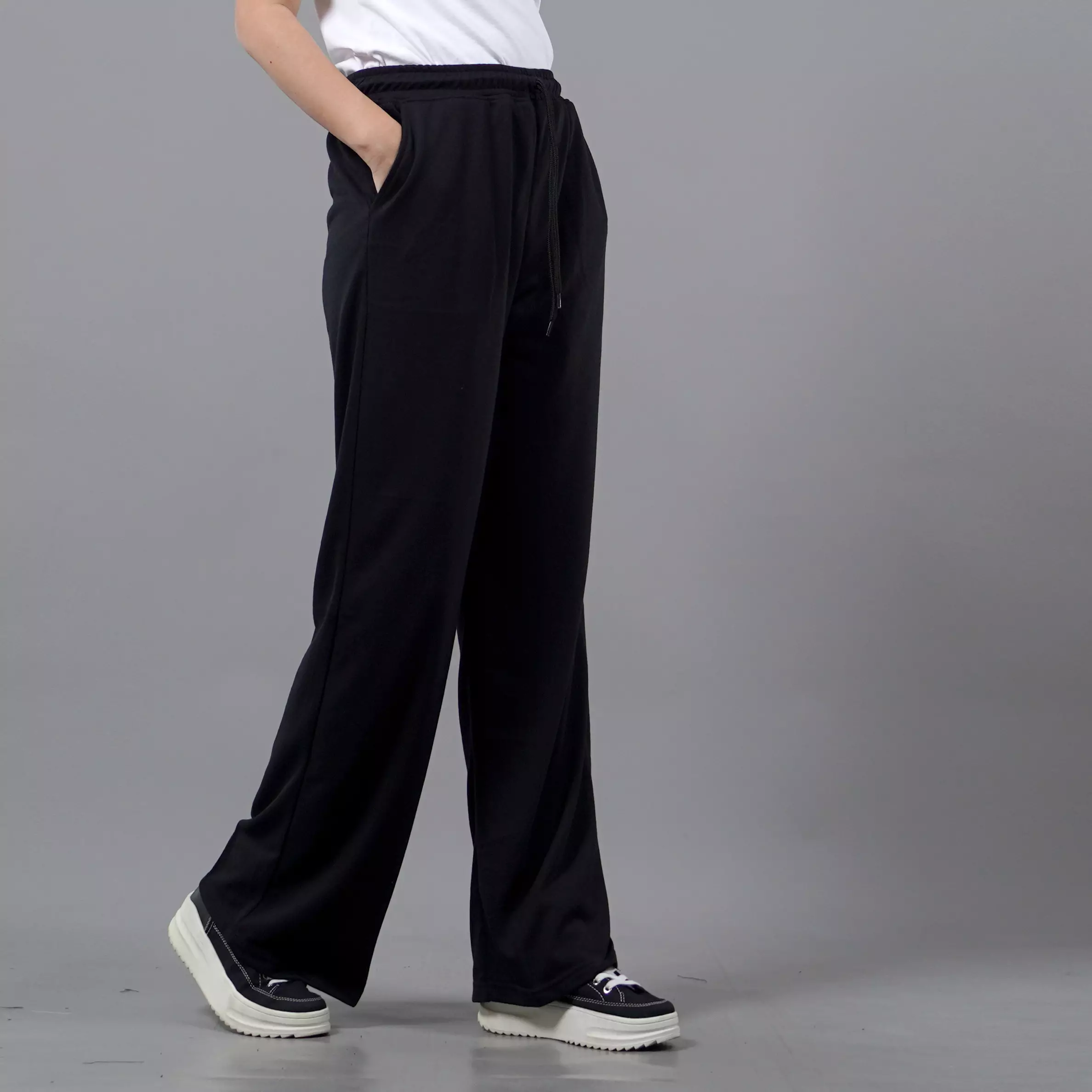 RIA Celana Panjang Wanita Kekinian Loose Pants Wanita - HITAM