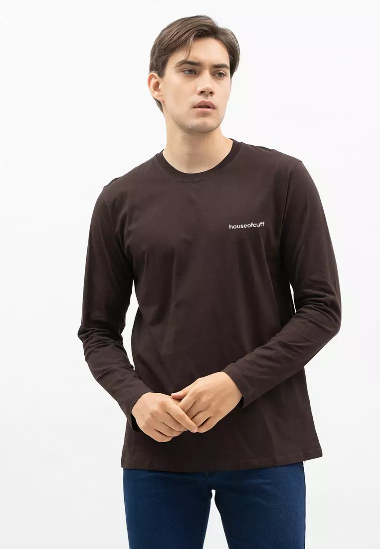 Houseofcuff Kaos Cotton Combed Lengan Panjang Pria Cokelat