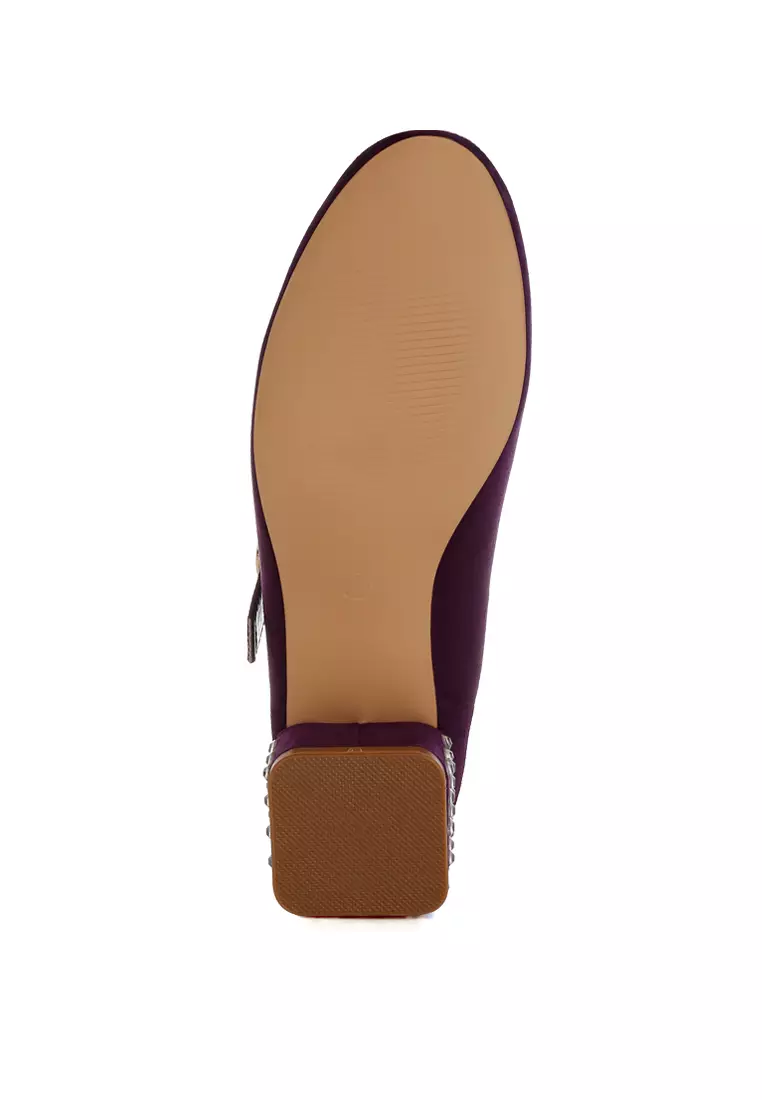 Sepatu Mary Jane Bertabur Warna Ungu