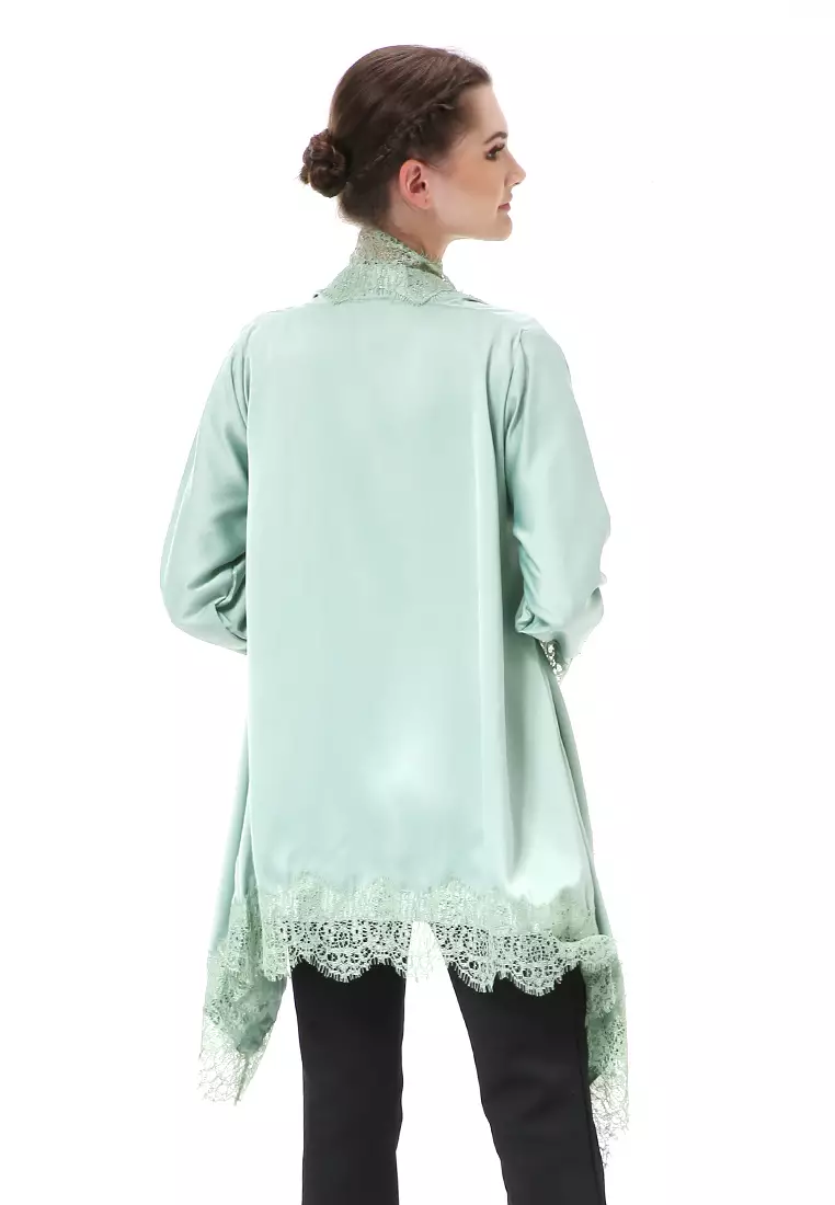 Reine Atasan Wanita Outer Kebaya Traditional Design Material Silk ORIGINAL - Sage Green