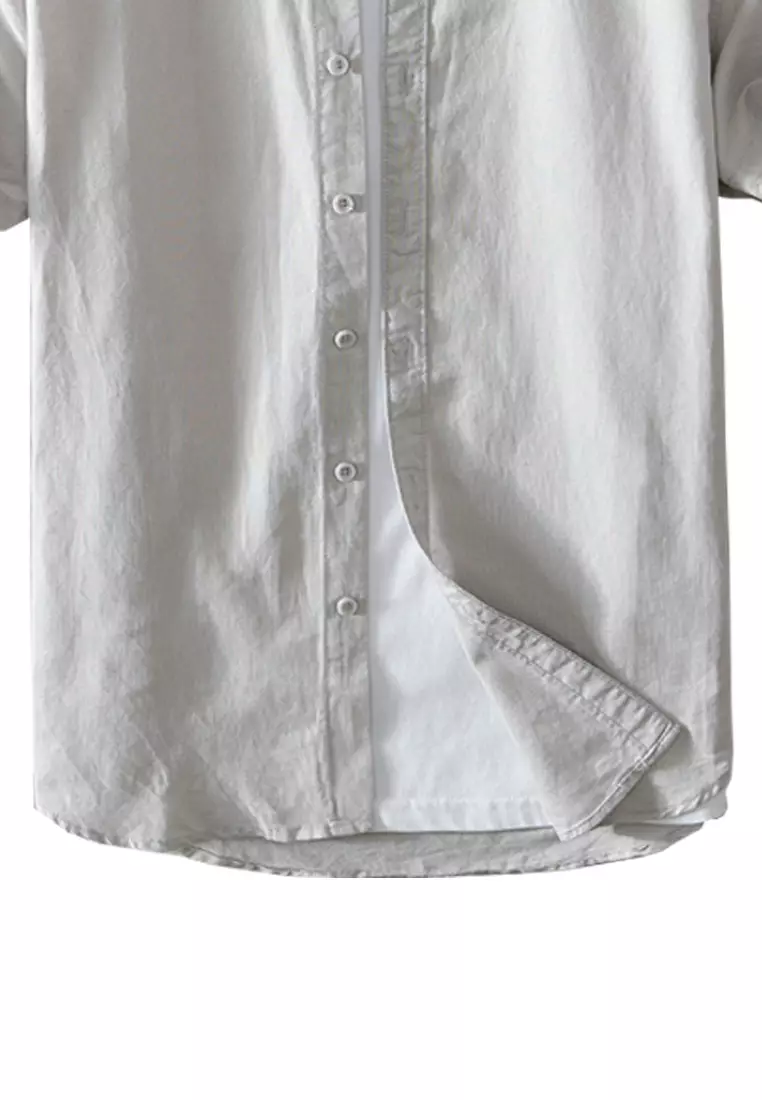 Stand Collar Linen Short Sleeved Shirts MS740