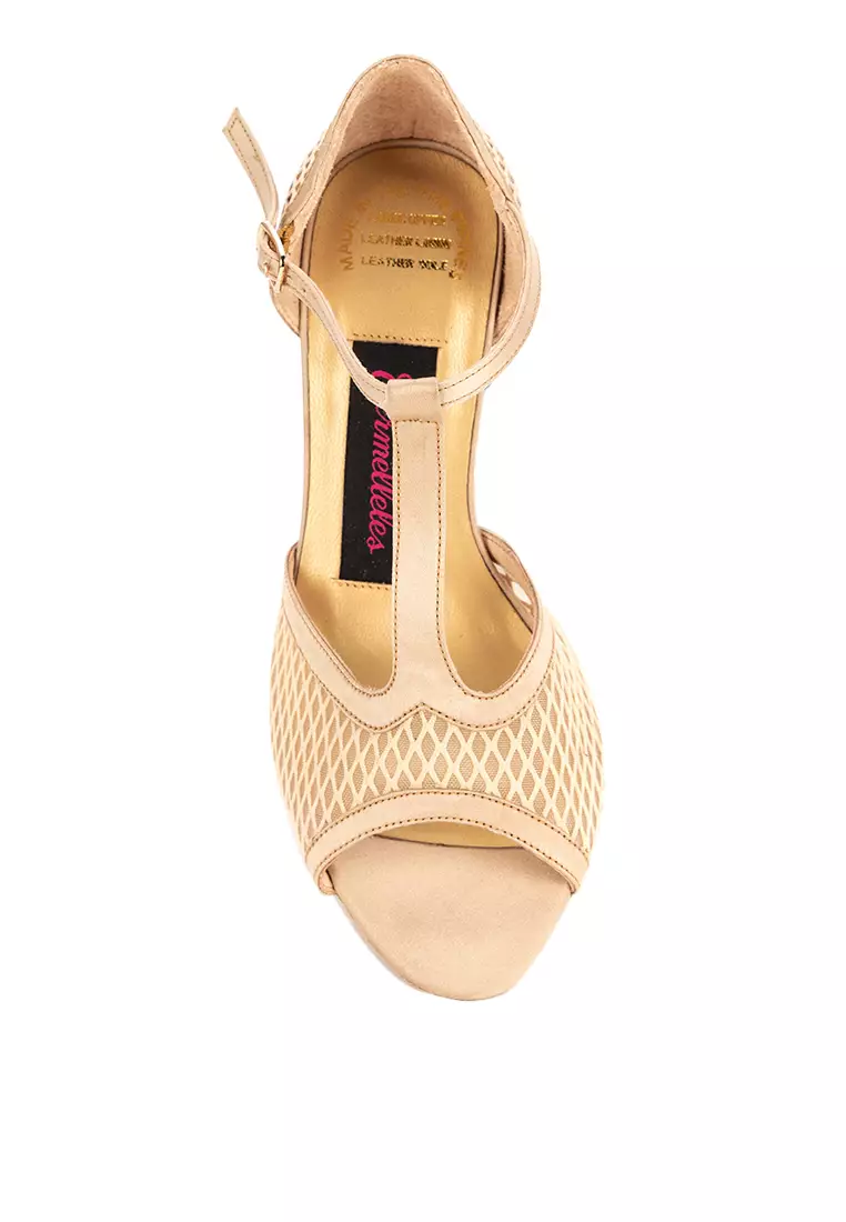 T-strap Mesh Heels Dancing Shoes