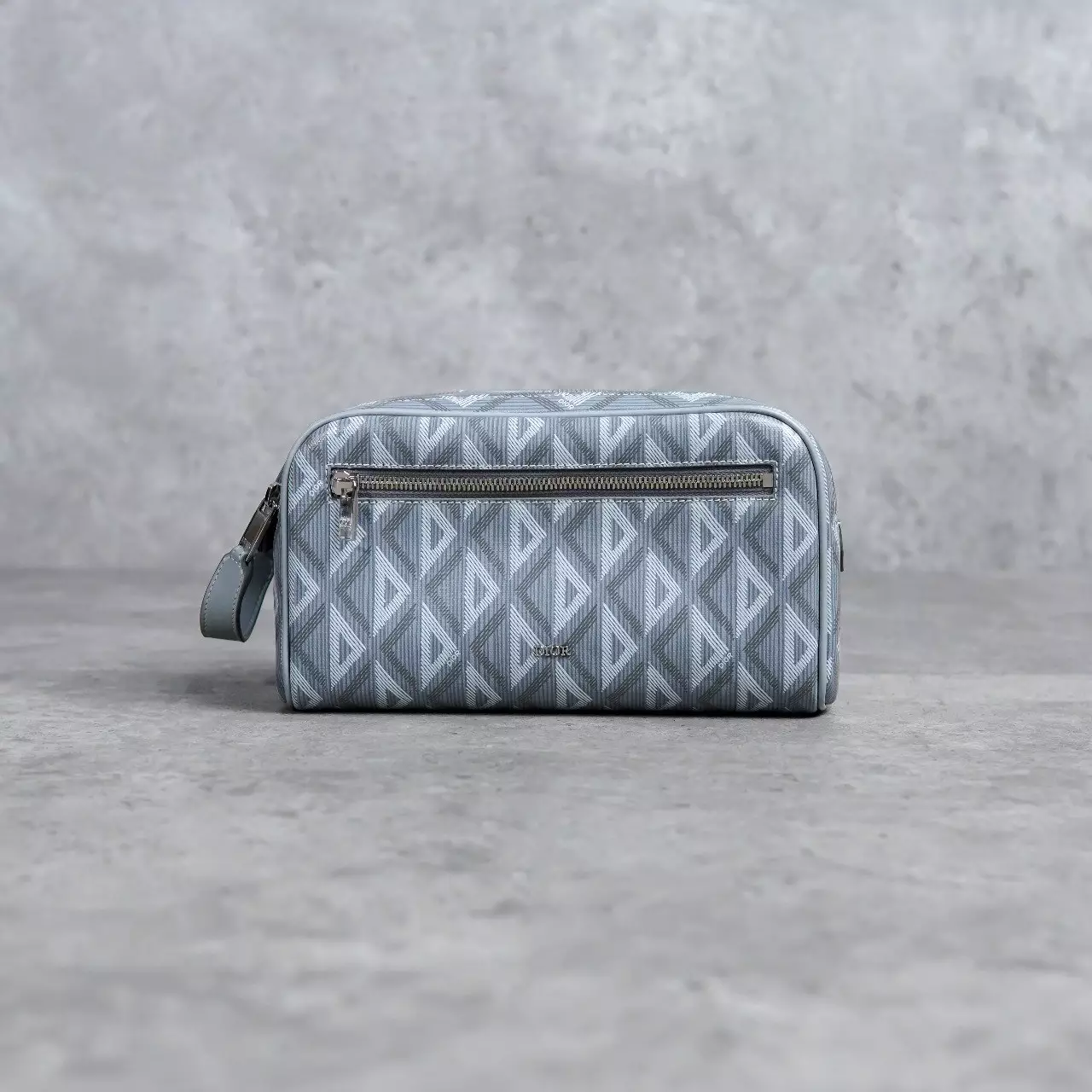 Tas CHRISTIAN DIOR DIAMOND PATTERN GREY DOUBLE ZIP POUCH 100% ORIGINAL