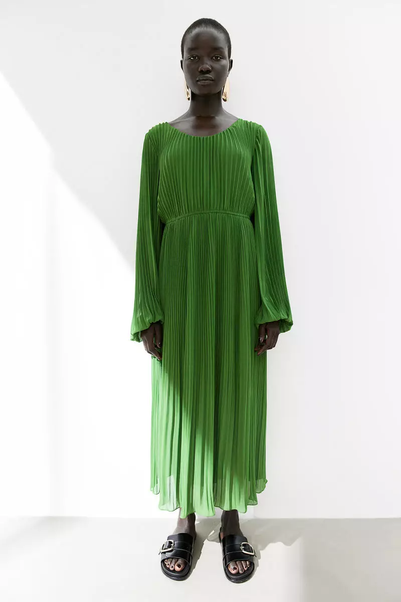 Pleated chiffon dress