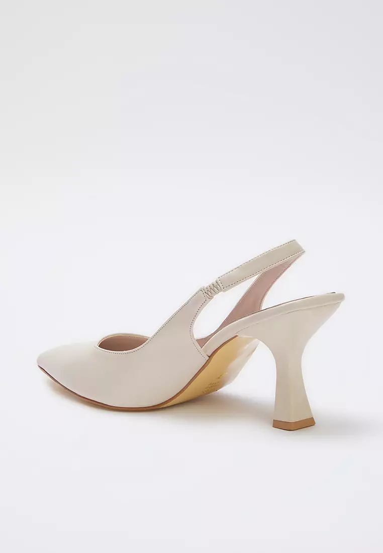 Nude Pointed Toe Open Back Women's Thin Heel Shoes Takaw25To00010