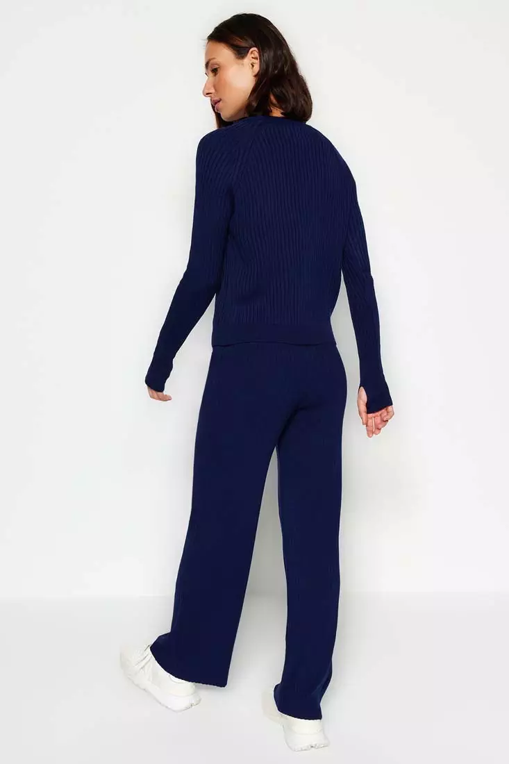 Ribbed Knitted Sweater and Pants Sets