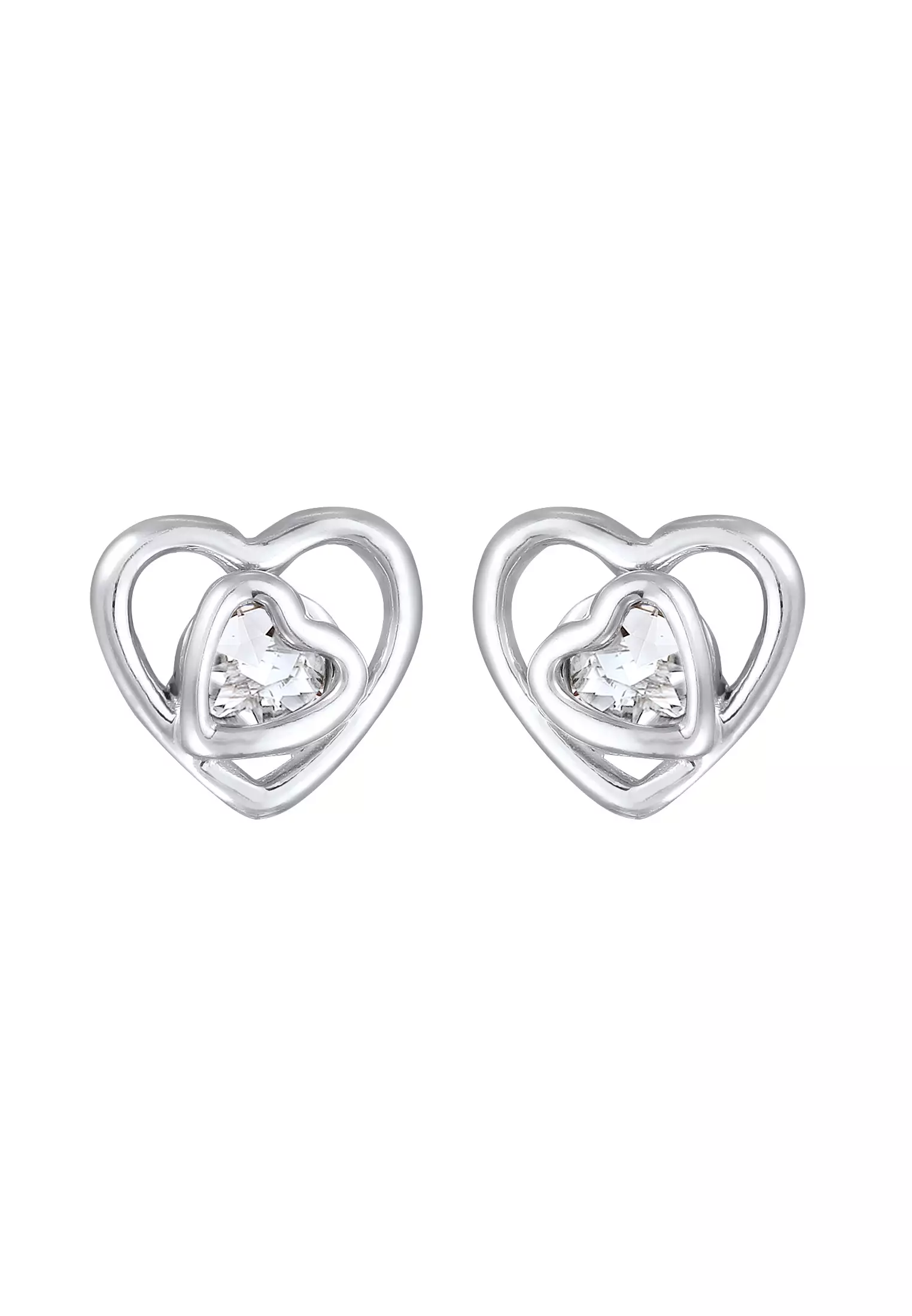 Earrings Stud Heart Love Romance Crystal