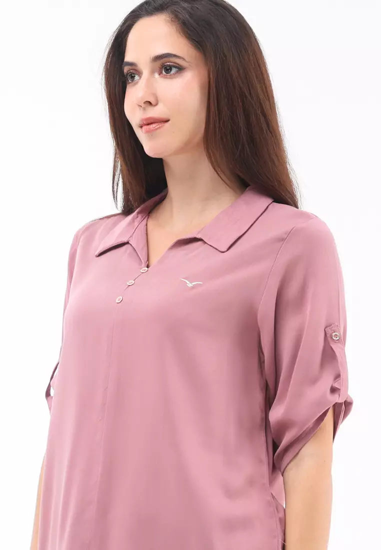 Plain Single Bold Twill 3/4 Blouse