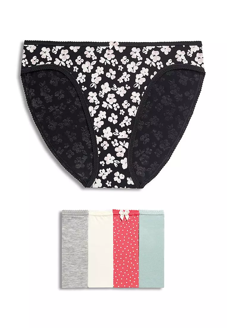 5pk Cotton Lycra™ High Leg Knickers