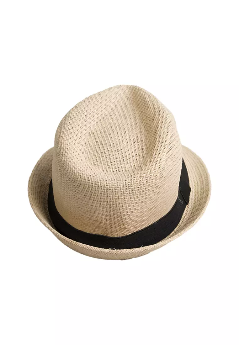 Topi fedora cowboy hat fedora ratan brown light houseofcuff