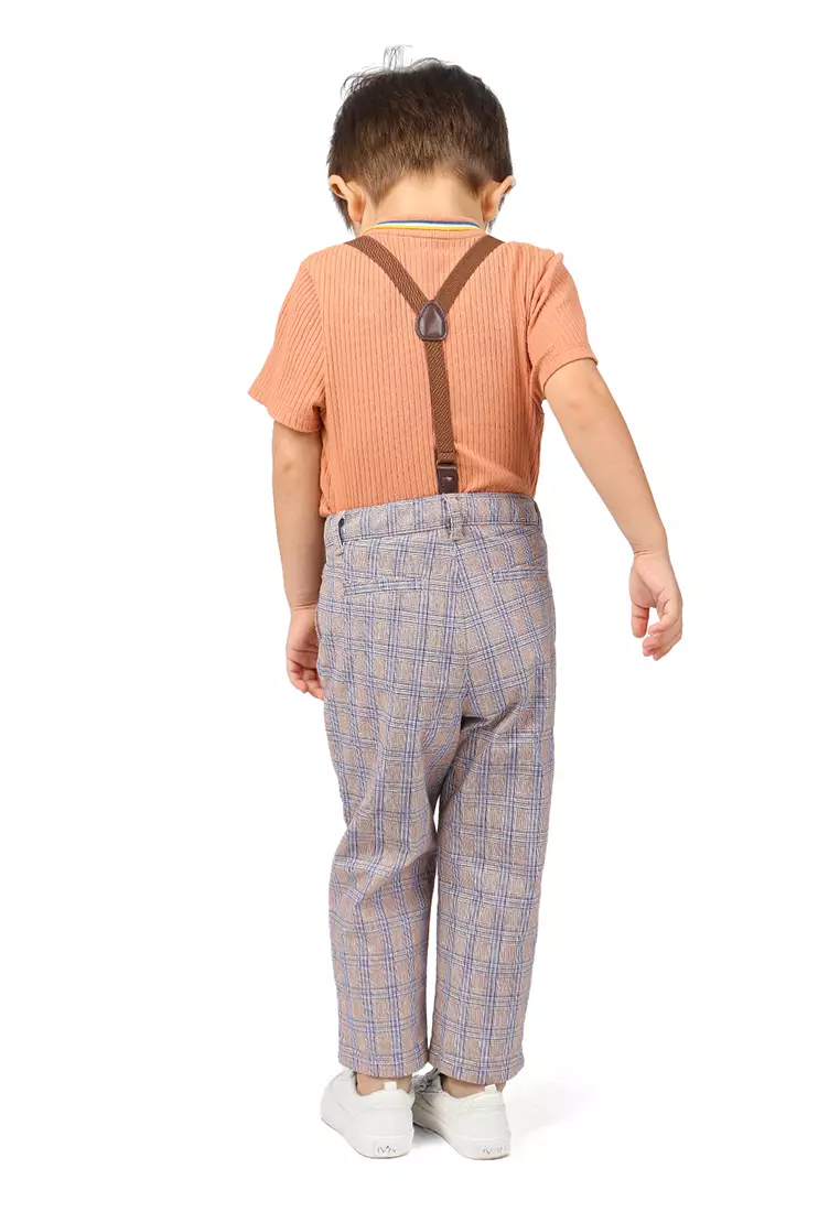 Baby Boys Low Crotch Houndstooth Pants with Suspenders