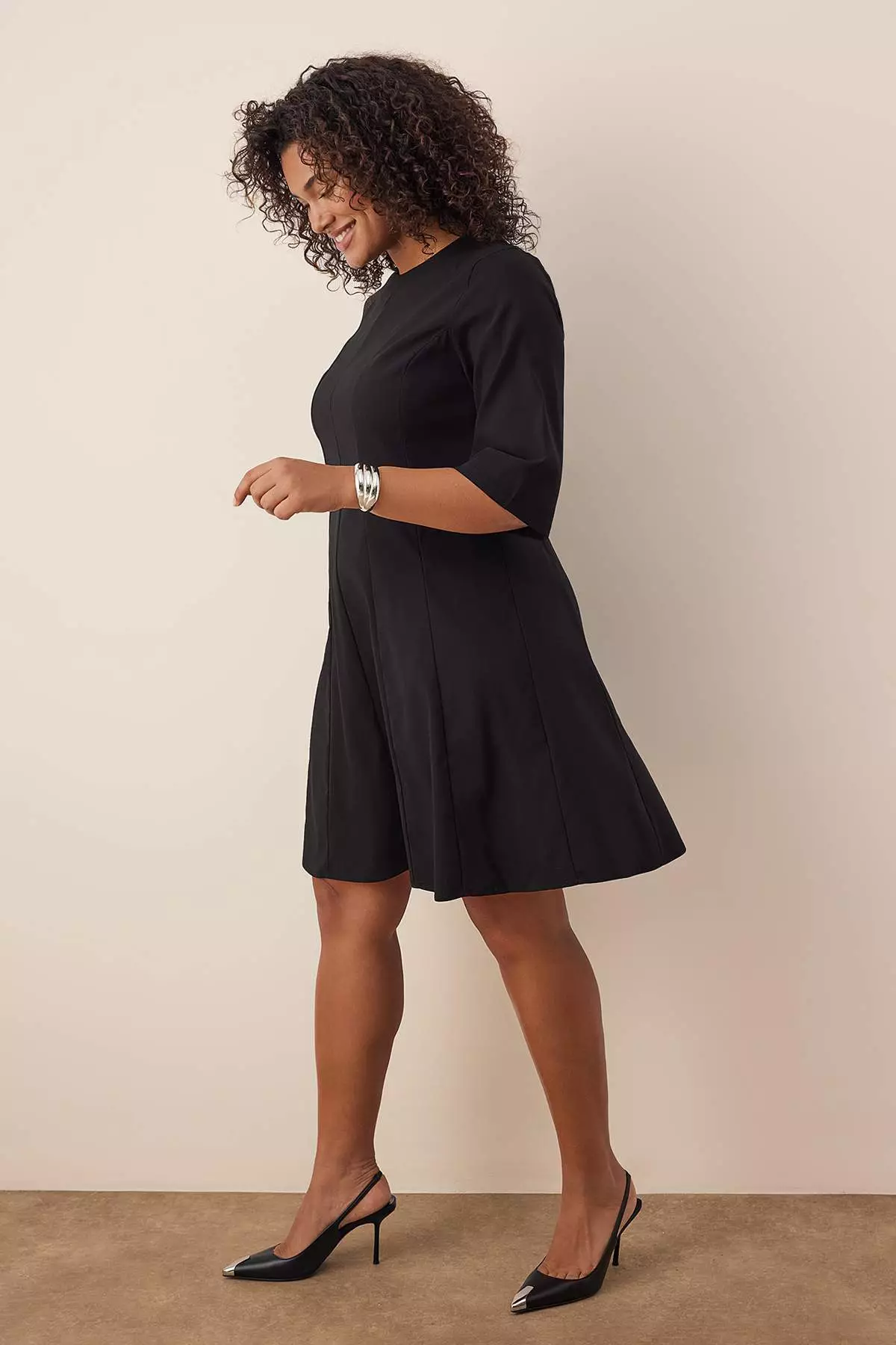 Buy Trendyol Black Three Quarter Sleeve Godeli Mini Woven Plus Size Dress  Tbbaw26Ah00074 Online | ZALORA Malaysia