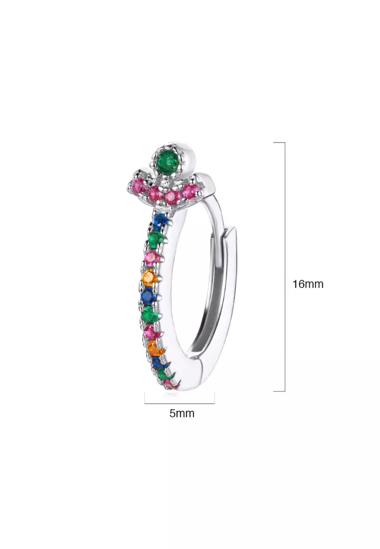 Solid 925 Sterling Silver Multicoloured Huggies Earrings