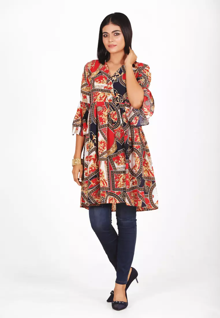 Le Reve 3/4喇叭袖巴比娃娃连衣裙在巴洛克