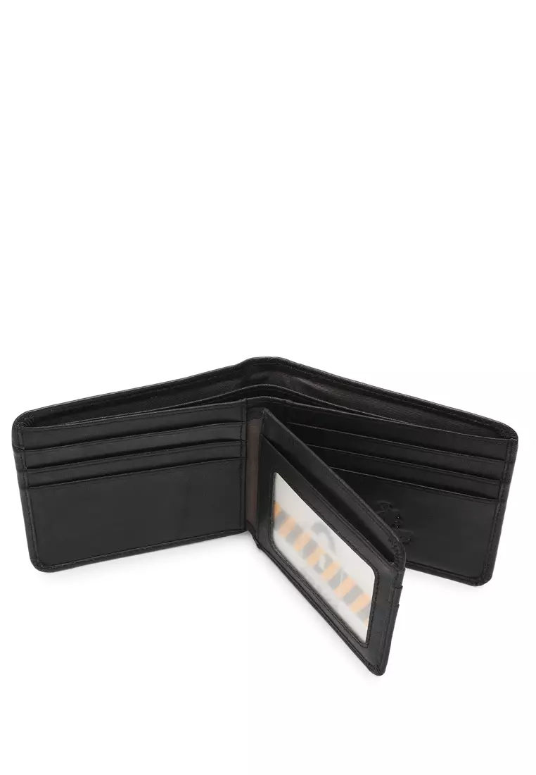 Genuine Leather RFID Short Wallet - Black