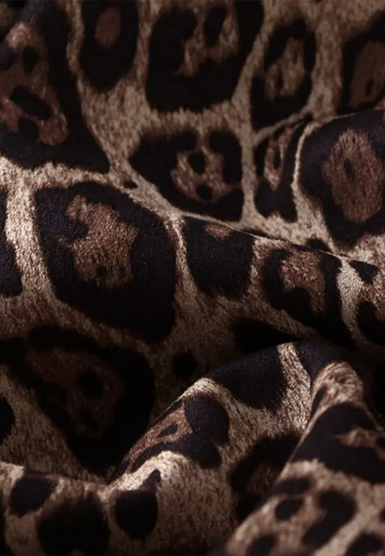 Faux Suede Leopard Print Fishtail Skirt AF9856