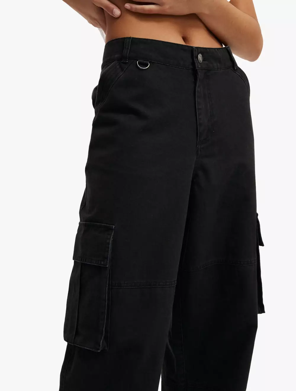 Cotton On - PANTS - Benny Cargo Pant - WASHED BLACK