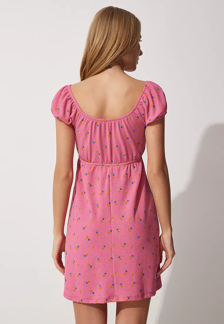 Floral Print Tie Detail Mini Dress