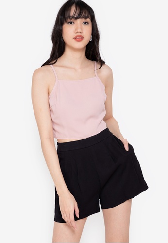 ZALORA BASICS pink 100% Recycled Polyester Cropped Cami Top 1D6A0AA5DF4428GS_1