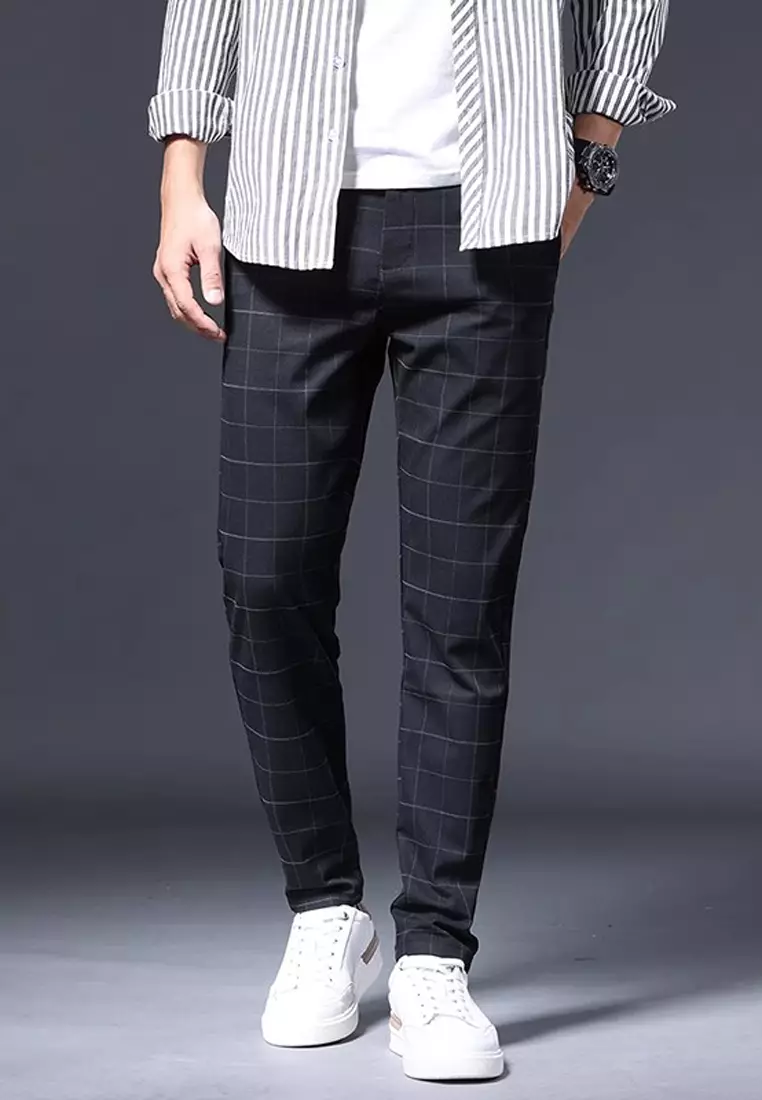 Checked Slim Fit Suit Pants