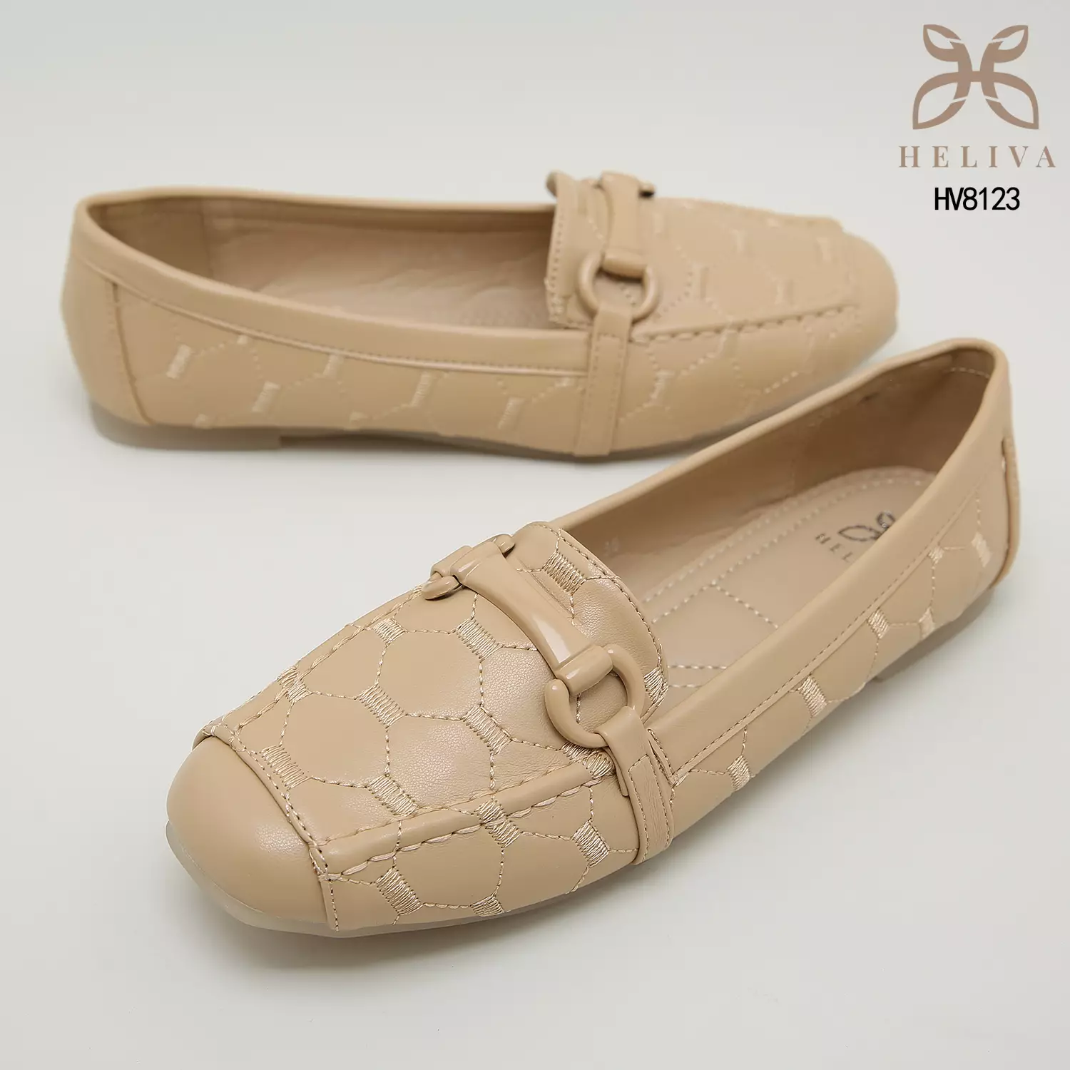 Heliva Abby Sepatu Loafers Slip On Monogram Horsebit