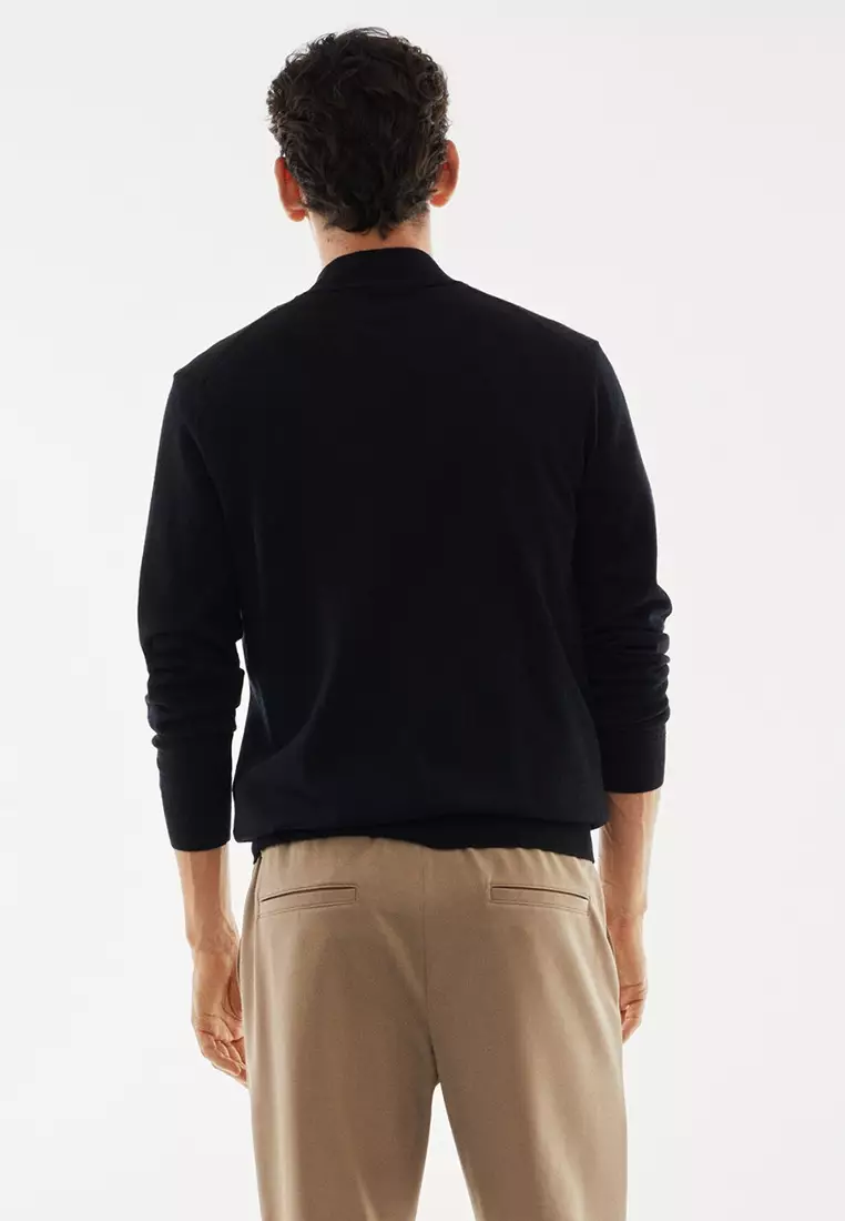 線上選購MANGO Man 100% Merino Wool Sweater With Zip Collar