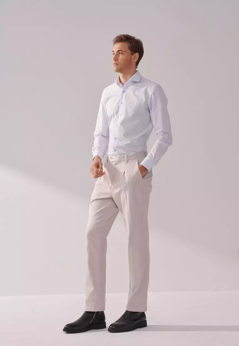 Light Blue Diamond Print Slim Fit Shirt