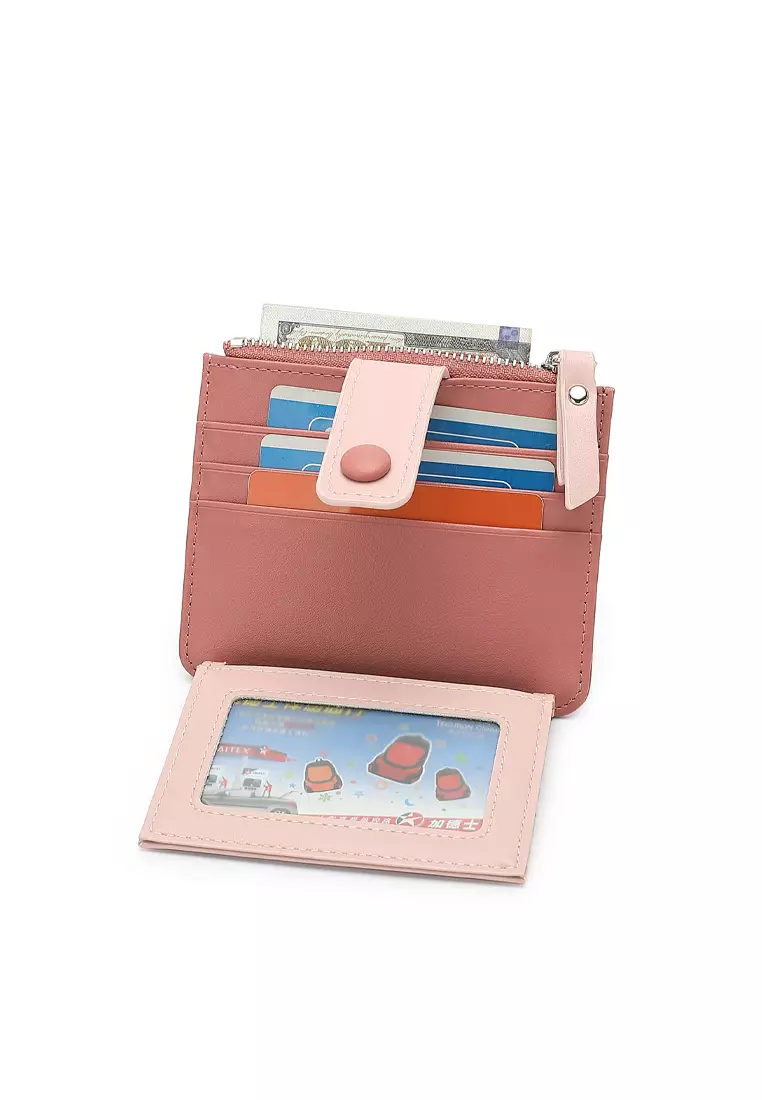 Women's Card Holder With Coin Compartment - Pink